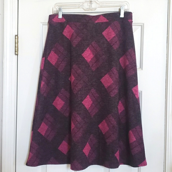 Vintage Plaid Midi Skirt Magenta Black Belted Tie Waist - Picture 4 of 10